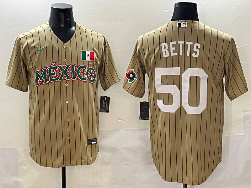 Men Mexico #50 Betts Brown Stripe Joint Name 2025 Nike MLB Jersey style 7